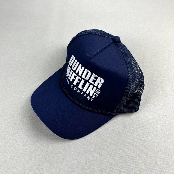 The Office Dunder Mifflin Hat Cap Snapback Trucker Navy Blue Paper TV Show Mens - Picture 1 of 7